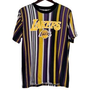 NBA | Los Angeles Lakers Multicolor Horizontal Striped Lebron James 23 T-Shirt